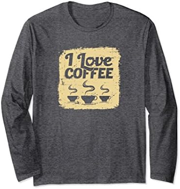 Unisex Vintage Coffee Long-Sleeve Shirt - Retro I Love Coffee Sign Small Dark Heather