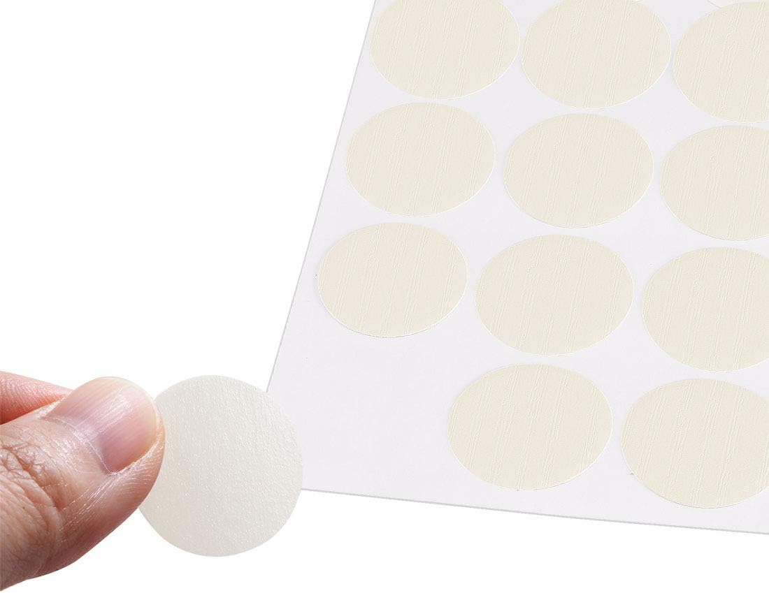 sourcing map Screw Hole Covers Stickers Textured Plastic Self Adhesive Stickers for Wood Furniture Cabinet Shelve Plate 21mm Dia 54pcs in 1Sheet White Lines - Image 3