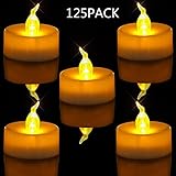 Eloer Flameless Tea Lights LED Candles (125-Pack，$0.223/count) Battery Operated Flickering Candles 100+ Hours Life Birthday Gifts Christmas Home Decorations Bars Hotel Parties Holidays Wedding