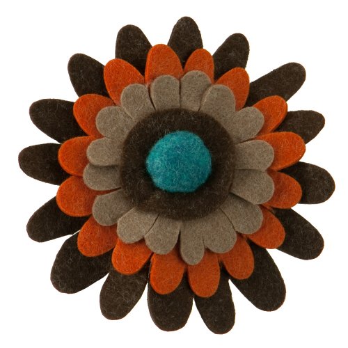 3 Layers Gerber Style Large flower Hair Pin and Clip - Brown Orange OSFM
