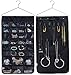 Misslo Closet Jewelry Hanging Non-woven Organizer Holder 30 Pockets 17 Hook and Loops With hanger - Black