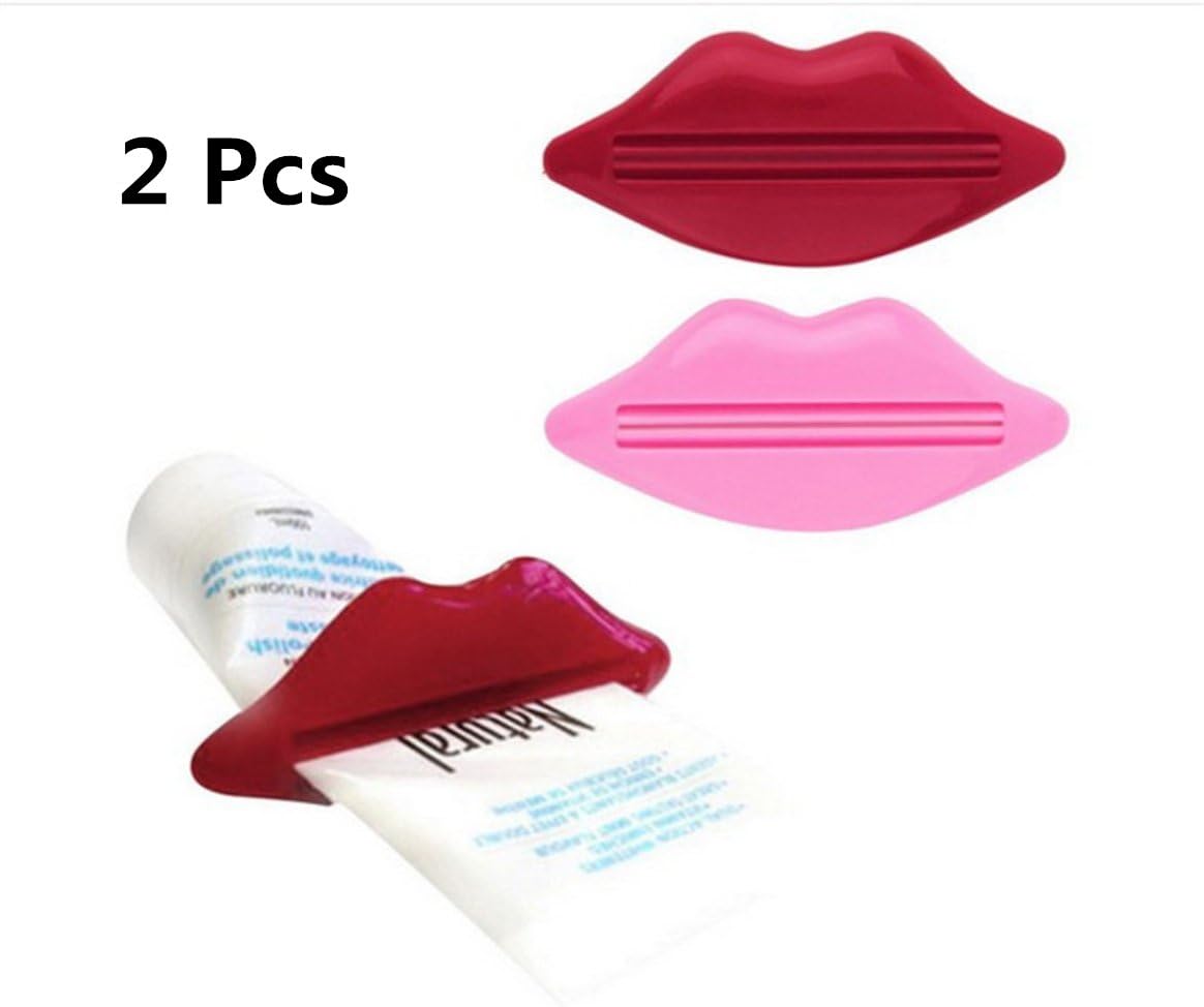 Toothpaste Squeezer,Tube Squeezer Dispenser,Toothpaste Holder Rolling Bathroom Extract,Toothpaste Tube Squeezer Paint Tube Wringer for Artist, Hair Salon, Painter (2 pcs Lips)