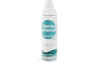 Dr. Piercing Aftercare – Piercing Aftercare Sterile Saline Spray - Sterile Saline Solution for Piercings - Ear Piercing Cleaner Saline Wash Spray - Nose, Ear, Belly & Piercing Bump– 6.0 oz
