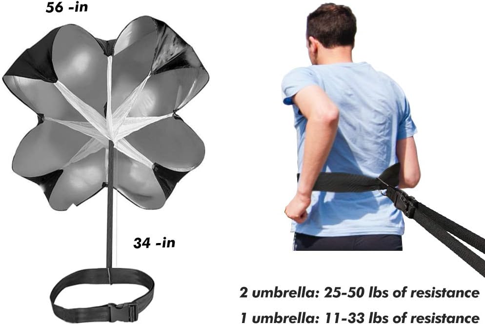 Running Speed Training for Kids Youth and Adults 56 inch Speed Training Resistance Parachute with Adjustable Strap Free Carry Bag for Runner Football Soccer Drilling : Sports & Outdoors