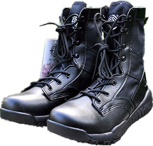 BE DREAMER Men's Lightweight 8 inches Leather Military Combat Boots (US13, Black)