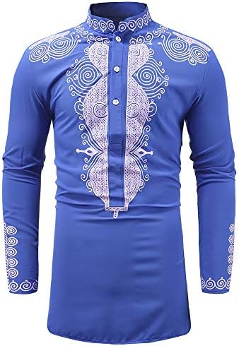 Robemon,Men's T Shirts Jumper Hoodie Luxury African Print Long Sleeve Dashiki Top