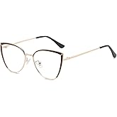 LJCZKA Cat Eye Blue Light Blocking Glasses for Women Computer Glasses Metal Frame Anti Eyestrain