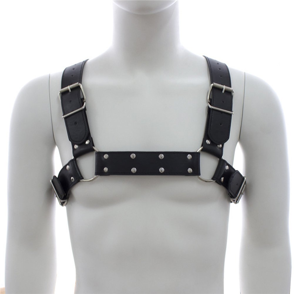 Men's Adjustable PU Leather Chest Harness