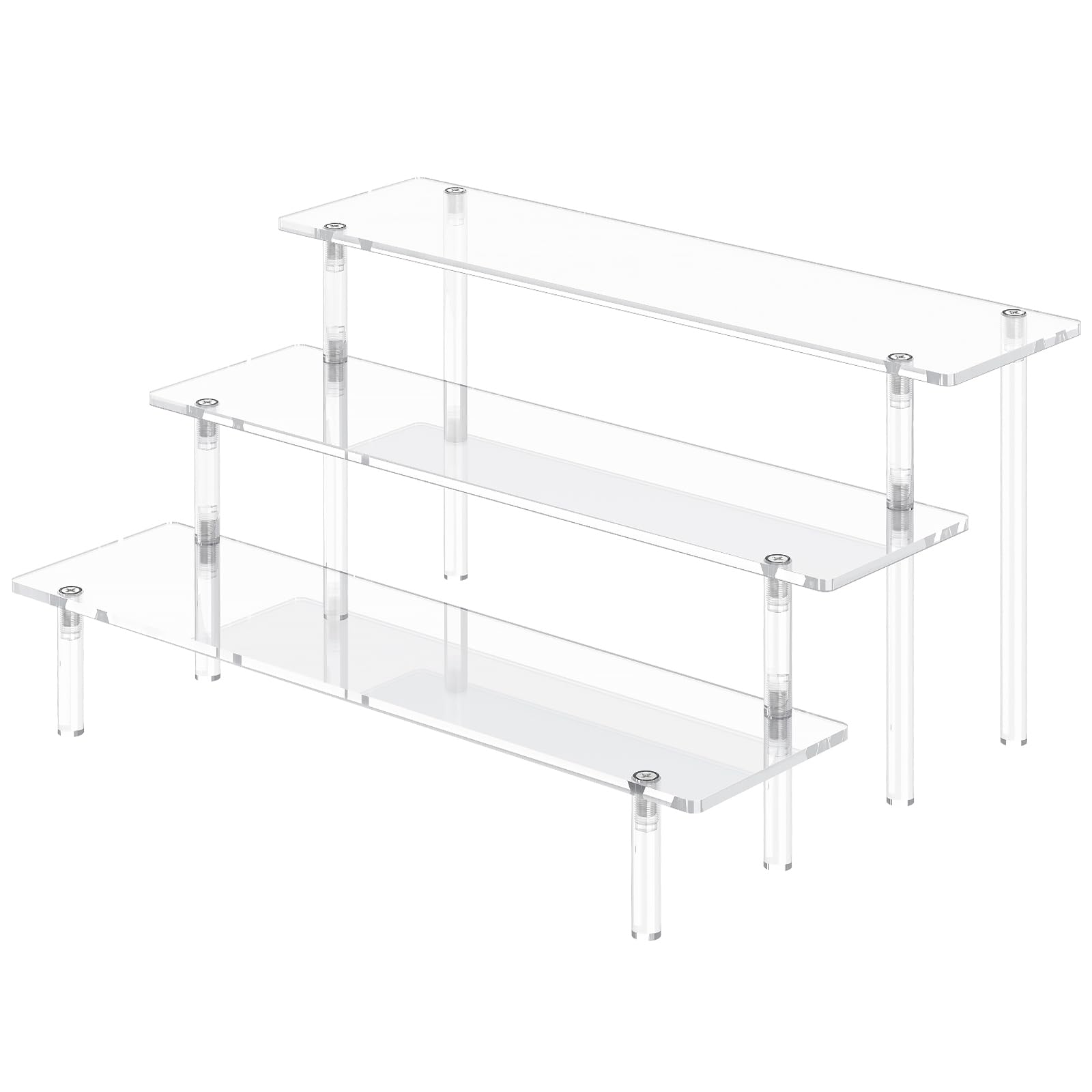 3 Tier Acrylic Display Risers, Large Perfume Organizer Stand, Clear Cupcake Stand Holder, Display Shelves for Figurines, Dessert Shelf for Party, Risers Display Stand for Decoration (1 Pack)