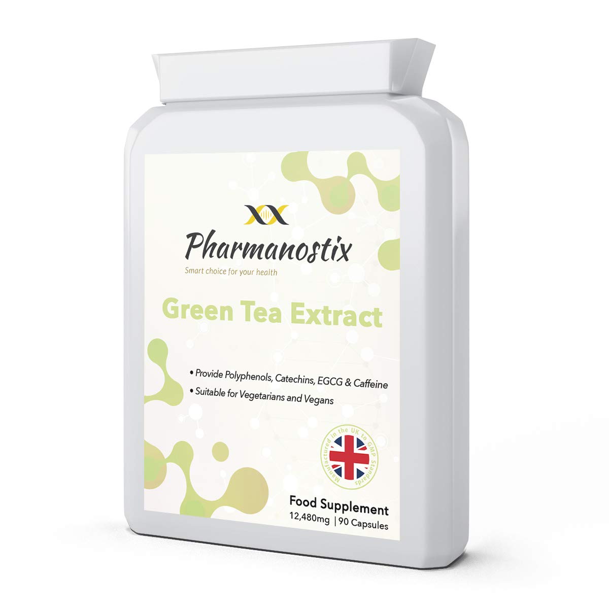 Green Tea Extract Supplement (12,480mg) - 90 Capsules - Providing Polyphenols, Catechins and EGCG - Manufactured in UK to GMP Standards- Pharmanostix