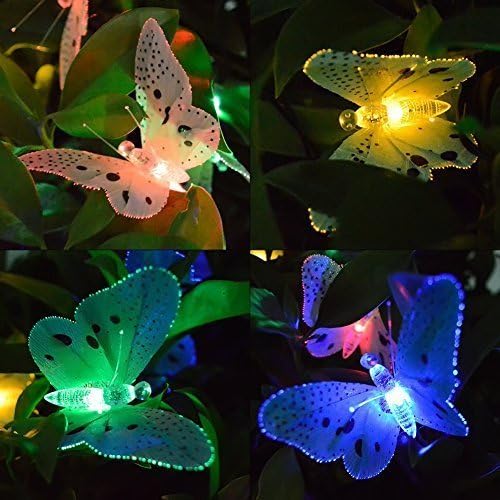 COFER Butterfly Solar String Light 12 Led Colorful Lights Beautiful Animal Design Decorative Lights for Garden, Lawn, Patio, Wedding, Party, Bedroom, Christmas, Outdoor Decoration
