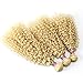 Synthetic Bundles Kinky Curly Hair Weave Extensions Color 613# 16 18 20 Inches Mixed Length 3 Bundles Heat Resistant Fiber