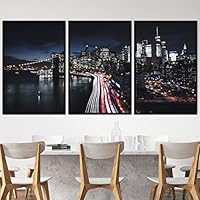3 Piece Framed Canvas Wall Art City Illuminations Canvas Prints Home Artwork Decoration for Living Room,Bedroom - 16