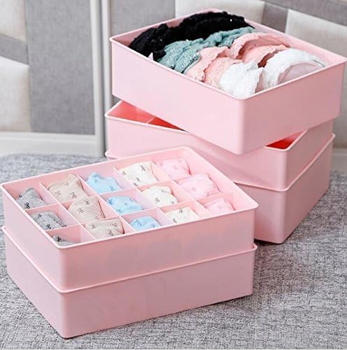 Narayan Cart 15 Grid Plastic Organizer Box Underwear Storage Box Plastic Bra Underwear Socks Storage Box with Lid Clothing Organizer