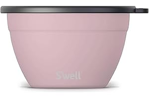 S'well Stainless Steel Salad Bowl Kit 64oz, Pink Topaz, Comes with 2oz Mini Canister and Removable Tray for Organization, Lea