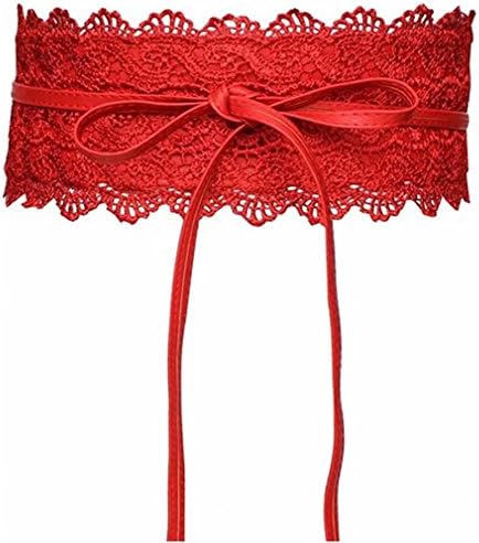 NRTSS Women's Lace Belt Bow Tie Wrap Around Obi Waist Band Cincher Boho Soft PU Faux Leather For Dresses