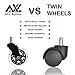 AXL Wheels for Office Chairs 3 inch PU Rollerblade Style casters (Set of 5), Safe for All Hardwood Floors, Black/Clear
