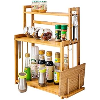 Amazon Com Shotbow 3 Tier Standing Spice Rack Bamboo Spice