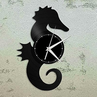 Seahorse Vinyl Wall Clock Decorative Unique Gift Men WomenVinyl Records Wall Clock 12”(30cm) Black Home Decor for Living… 51pCv0Y0HzS