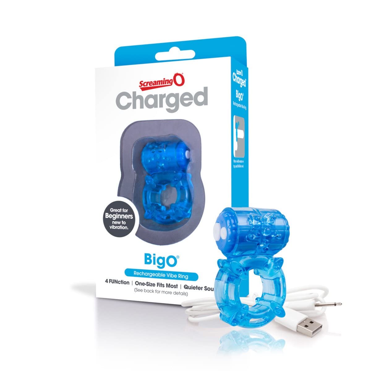 Screaming O Charged The Big O Rechargeable Vibrating Cock Ring, Blue, 84 g
