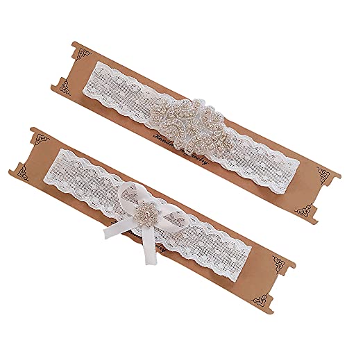 ADOVE Wedding Garters for Bride Stretch Lace Bridal Garter Sets White Flower Floral Leg Wedding Garter