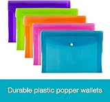 SUMMIT A4+ Heavy Duty Plastic Popper Wallets Pack of 5 Assorted Colours view 4