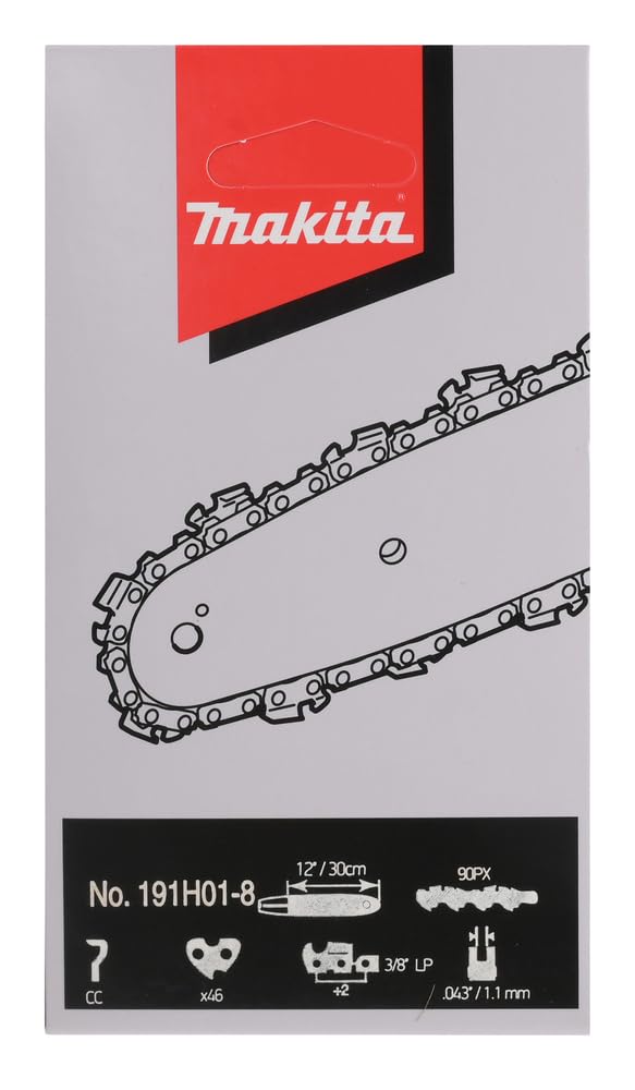 Makita 191H01-8 Chainsaw Chain 30 cm, 90PX, 46 Drive Links, 1.1 mm, 3/8 Inch LP, Semi Chisel, Double Cutting Corners, Low Kickback, Coarse Cutting Pattern