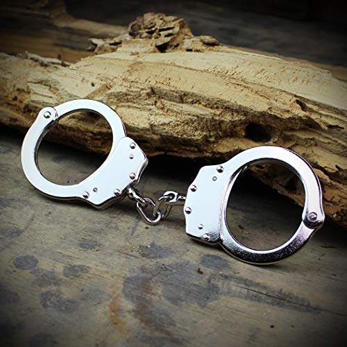 Holt 2 Pairs of Authentic Police Issue Professional Double Lock Nickel Plated Handcuffs | Steel Welded Chain with 4 Keys | 2pc Set Multi Tool Key Chain