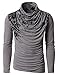 H2H Mens Unique Slim fit Fashionable Designed Shirring Long Sleeve T-shirts