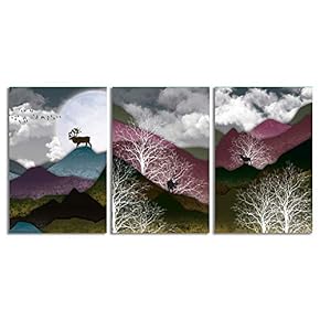 Canvas Wall Art Abstract Chinese Landscape Painting Artwork for Home Prints Framed - 16"x24" x 3 Panels