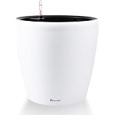 Dexceder 15x14 Self Watering Planter with Wheels (White Matte) | Inner Pot Design, Thickened Large Floor Standing Flower Plant Pot with Water Level Indicator Indoor Outdoor
