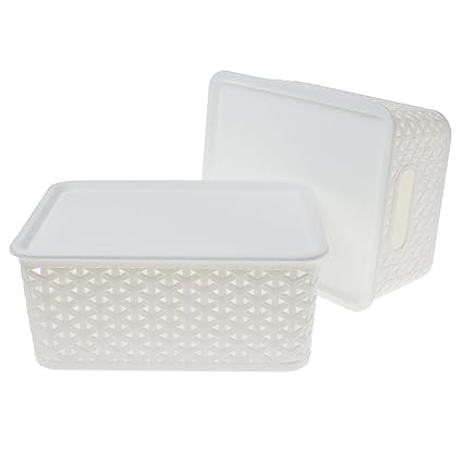 Saim Plastic Storage Containers With Lids Home Organization Office Desk Organizer Containers Stacking Clothing School Crafts 2 Pcs Amazon In Home Kitchen