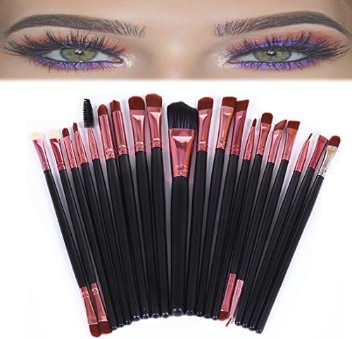 20 Pieces Makeup Brush Set Rose Gold Professional Eye Shadow Eyeliner Blending Tool by Grimm Hair