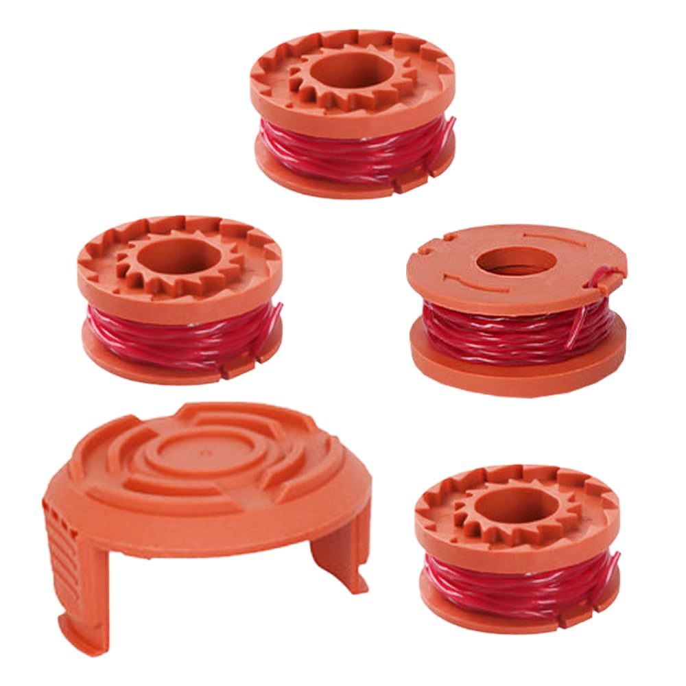 XINTONG 4Pcs Trimmer Spool Line Compatible with Worx 20V Grass Trimmers WA0004 WA0010 WA6531, CGT183A CGT18LA1, 0.065 inch Strimmer Spool Grass Trimmer Line (4 Strimmer Spool+1 Cap)