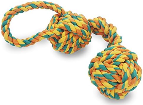 YOGADOG Cloth Rope Chew Dog Toy, Double Ball
