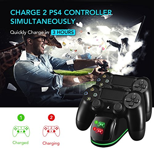 PS4 Controller Charger, TopElek DualShock 4 Controller Charger Station, Dual USB Fast Charging Dock with LED Indicator and Overcharging Protection, for Sony Playstation 4/PS4/PS4 Slim/PS4 Pro