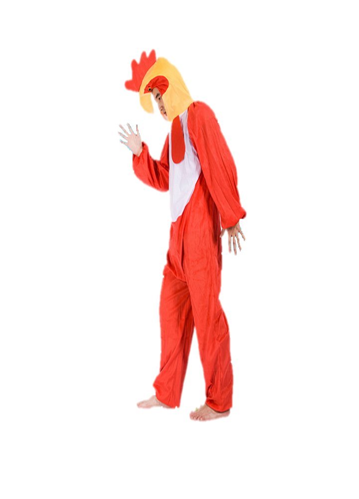Adult Animal Costumes Unisex Pajamas Fancy Dress Outfit Cosplay Onesies (Red Rooster) โ image 1