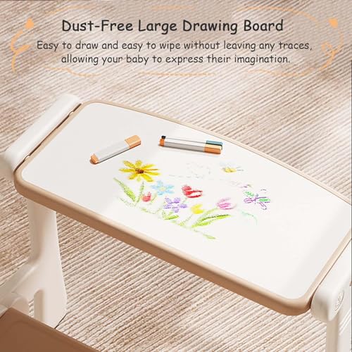Toddler Table and Chair Set, Foldable and Flip-Up Sofa Mode, Kids Table and Chairs with Storage, for Drawing, Reading, Writing and Playtime,Painting Desktop