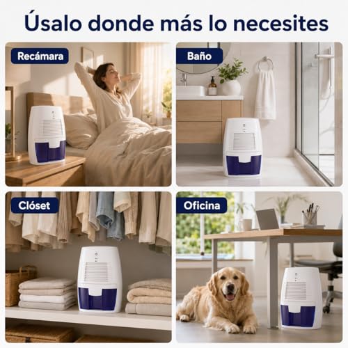 Deshumidificador para Cuarto,Deshumidificador para la Humedad Silencioso,Apagado Automático,500L,Adecuado para armarios,dormitorios,cocinas,oficinas,guardarropas, baños,garajes,etc.