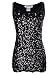 Anna-Kaci Womens Sparkle & Shine Glitter Sequin Embellished Sleeveless Round Neck Tank Top, Black, XX-Large