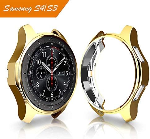 Case for Samsung Gear Galaxy/S3 Frontier SM-R760 & Classic, Soft TPU Plated [Scratch-Proof] All-Around Protective Bumper Shell for Samsung Gear Galaxy/S3 Watch 46mm 42mm (Gold, Galaxy/S3 46MM)
