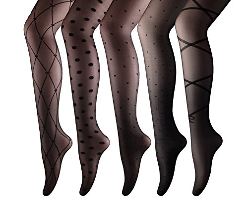 Cozywow womens sheer patterned jacquard pantyhose tights 5pattern…