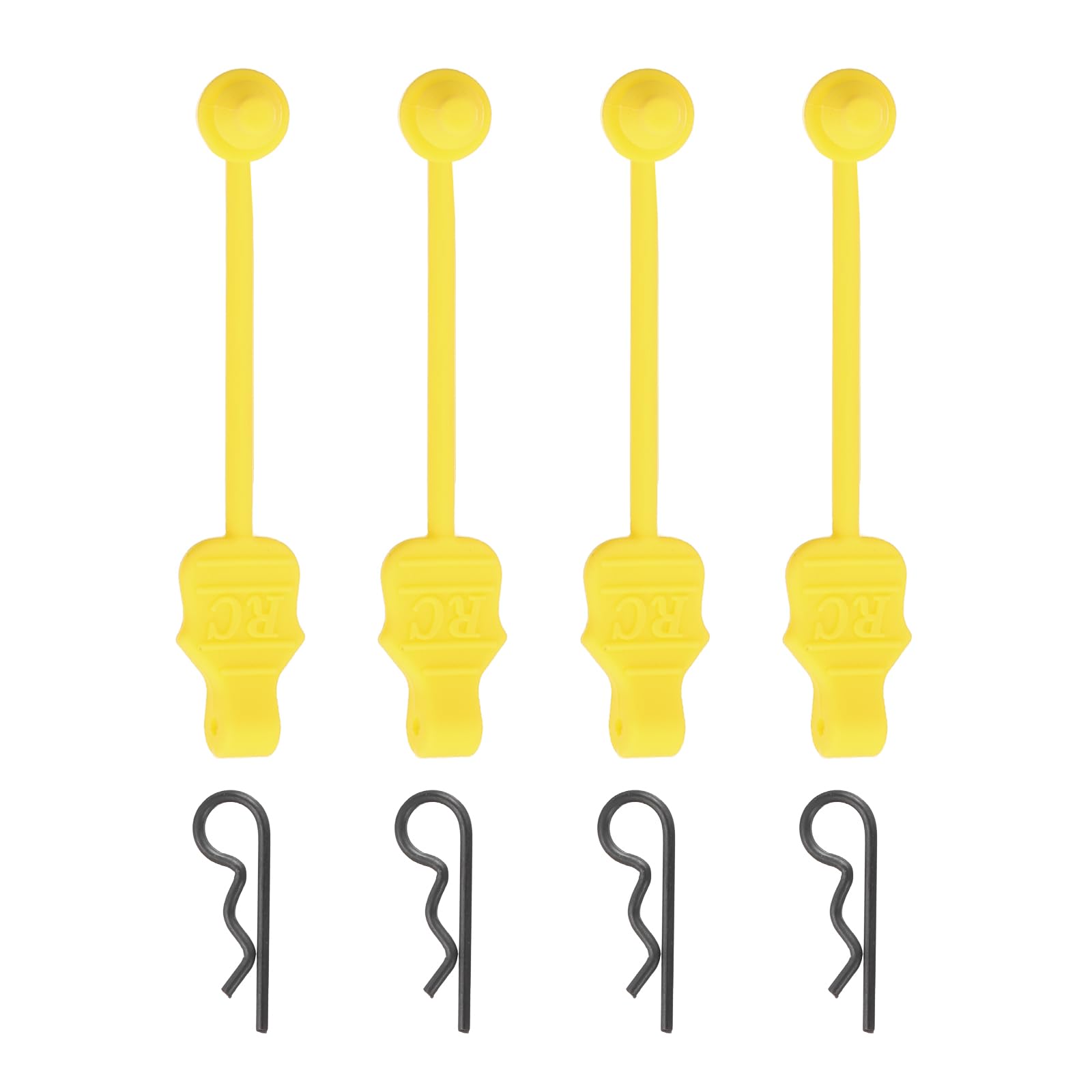 sourcing map 4 Pcs 1.4mm RC Body Clips with Pull Tabs, 45-Degree Bent Stainless Steel Car Clips for 1/8 1/10 Scale Model RC Car Truck Crawler Shell Replacement (Yellow & Black