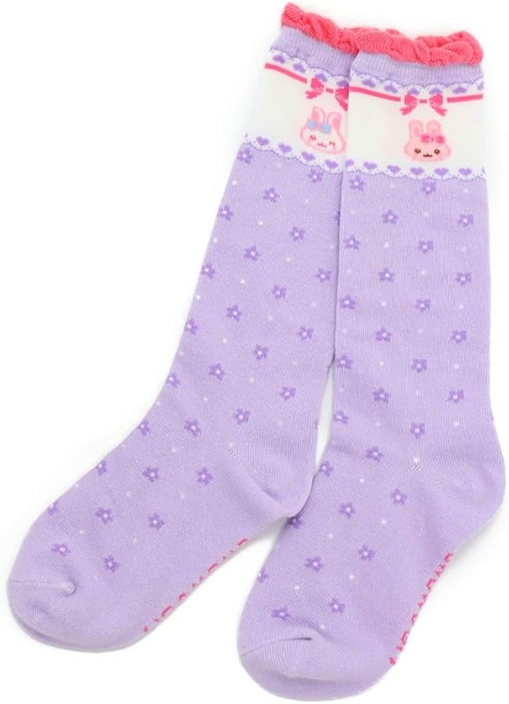 Amazon マザーガーデン うさもも ハイソックス靴下 花柄 薄紫 パープル キッズソックス 13cm 16cm 靴下 通販