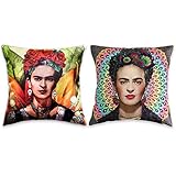 Mulzeart Set of 2, Frida Kahlo Mandala and Floral Series Throw Pillow Covers,Decorative Throw Pillow Case 18x18inch,Linen/Cotton