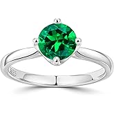 Wyyxl Moissanite/Sapphire/Ruby/Emerald/Engagement Wedding Ring, 1 Carat Weight, Stackable Silver or Gold Band, Size 4-10 Choice, VVS Clarity D Color Rings Luxury Jewelry for Women