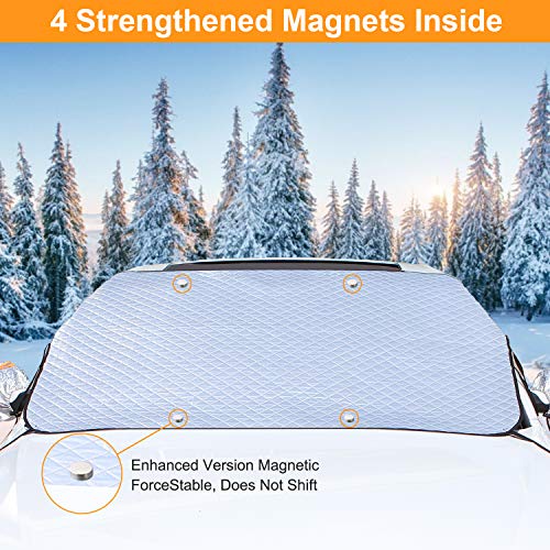 GLANDU Windshield Snow Cover for Ice and Snow for Car with 4 Layer Protection and 4 Magnets Inside Waterproof,Snow,Ice,Frost Defense,Windproof Windshield Sun Shade, Extra Large Fits Most Car SUV