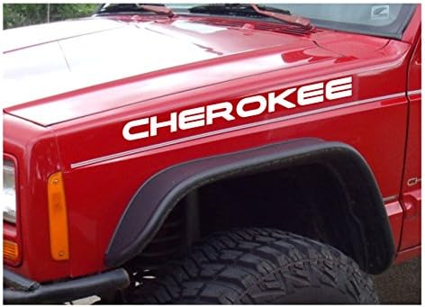 2- 23" Cherokee Decal Vinyl Sticker set Jeep stickers hood fender graphic WJ XJ YJ ZJ TJ (white)