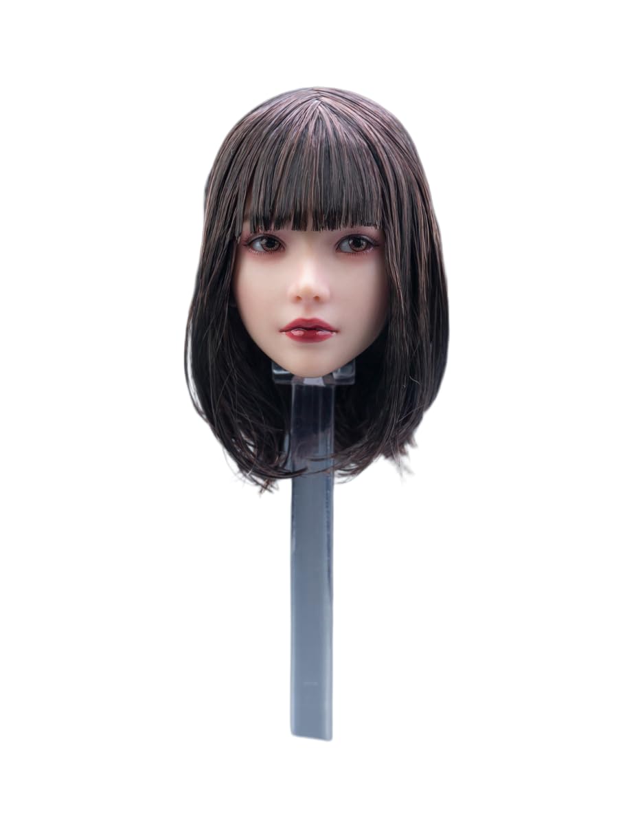 Photo 1 of 1/6 Scale Female Head Sculpt,Beauty Girl Planted Hair Head Carving for 12inch Female PH TBL JO Action Figure Body Collection (Short Hairstyle)