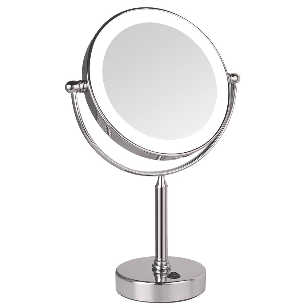 GURUN 8inch Tabletop Swivel LED Lighted Makeup Mirror with 7X Magnification